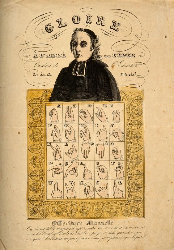 O Alfabeto manual de Charles de L'Épée – um dos primeiros